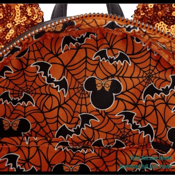 Disney Loungefly Black and Orange Sequin Backpack Halloween - Picture 7 of 7